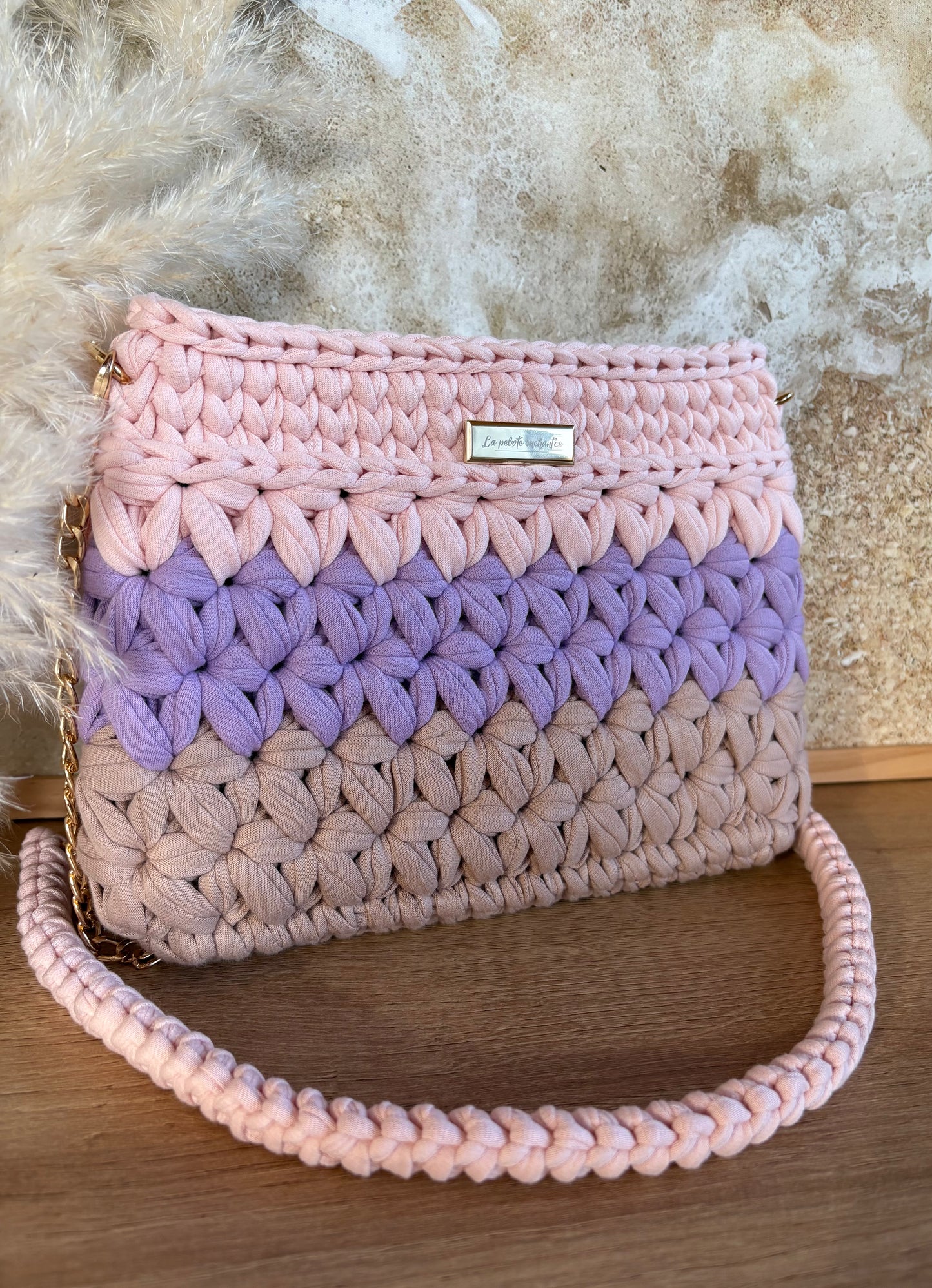 Sac FLORA Rose - lavande - beige