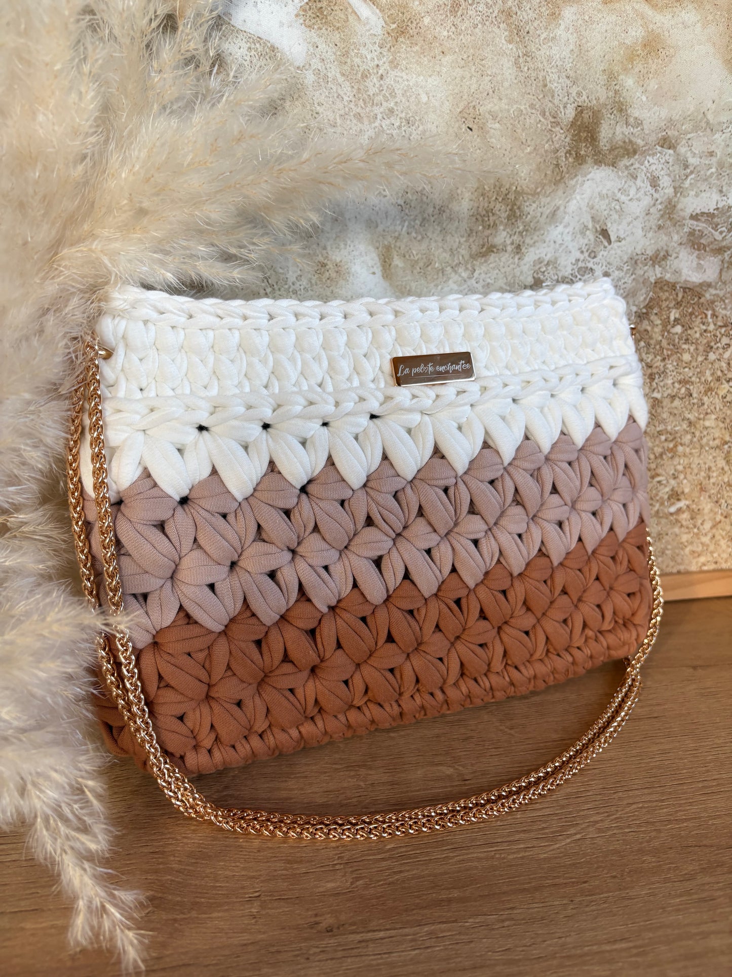 Sac FLORA Camel - Beige - Blanc